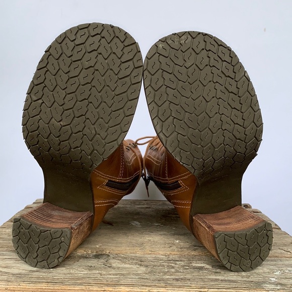 SOLD SKECHERS Vintage Y2K Lace Up Zipper Platform Chunky Heel Brown Ankle Boots - Picture 6 of 9